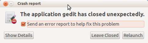 Apport crash dialog