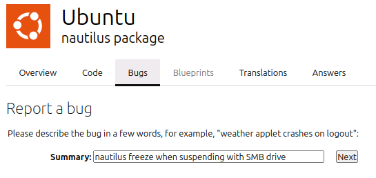 Launchpad asking for a bug title