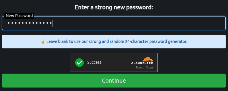 Screenshot of password creation field with generate password option