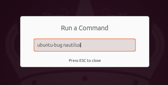 Filing a bug with the “Run Command” screen